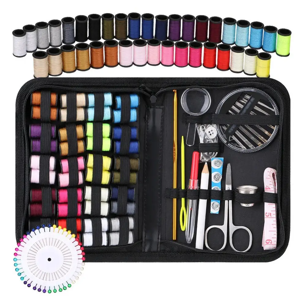 

128 Pcs/Set Travel Sewing Box Kit Sewing Thread Stitches Knitting Needles Tools Cloth Buttons Craft Scissor Home Organizer