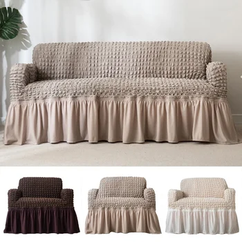 

Polyester Skirt Full Sofa Cover Elastic Single Double Three Seat Home Dustproof Living Room Wear-resistant Slipcover Couch Cover