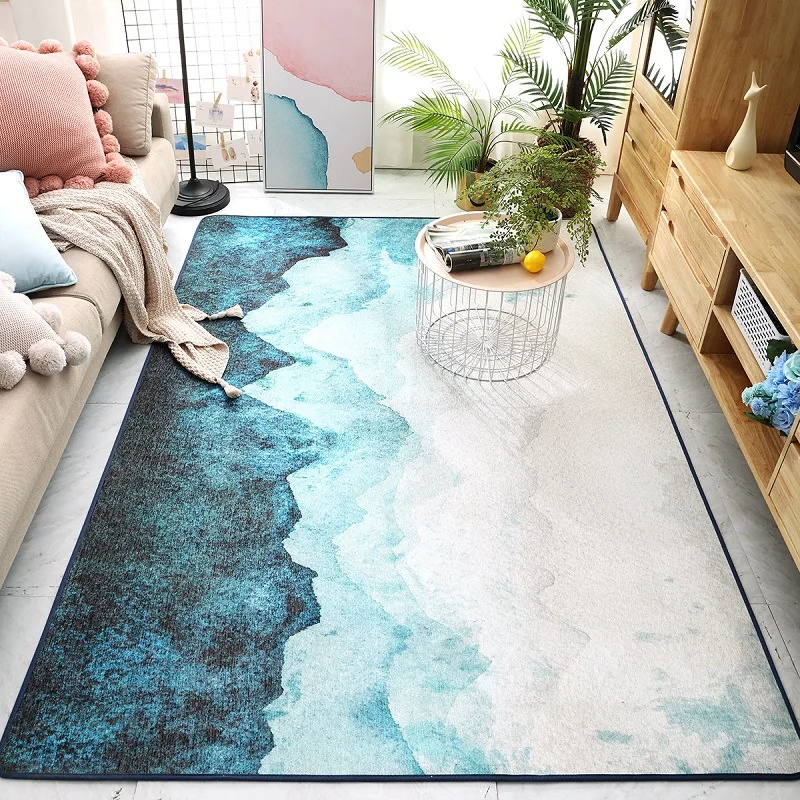 

Nordic ins floor mat Landscape ink painting carpet Bedroom living room office rug woven Chenille non-slip 1.4x2m floor mat