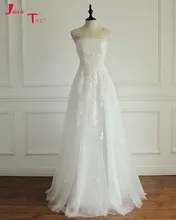 Jark Tozr 2018 New Listing Strapless Lace Up White Tulle Bridal Gowns Robe De Mariee Appliques Sheath Wedding Gowns Plus Size