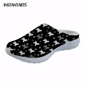 

INSTANTARTS Summer Air Mesh Beach Shoes Cartoon Dog Printing Outdoor Breathable Sandals for Women Men Lightweight Slippers Male