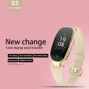 

Color Screen S3 Smart Wristbands Fitness Bracelet Heart Rate Monitor Fitness Bracelet Band Gift to Lady for IOS Android Phone