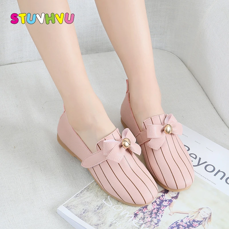

Girls leather school shoes 2018 spring autumn new soft bottom fashion bow children's princess shoes teenagers shoes girls tide