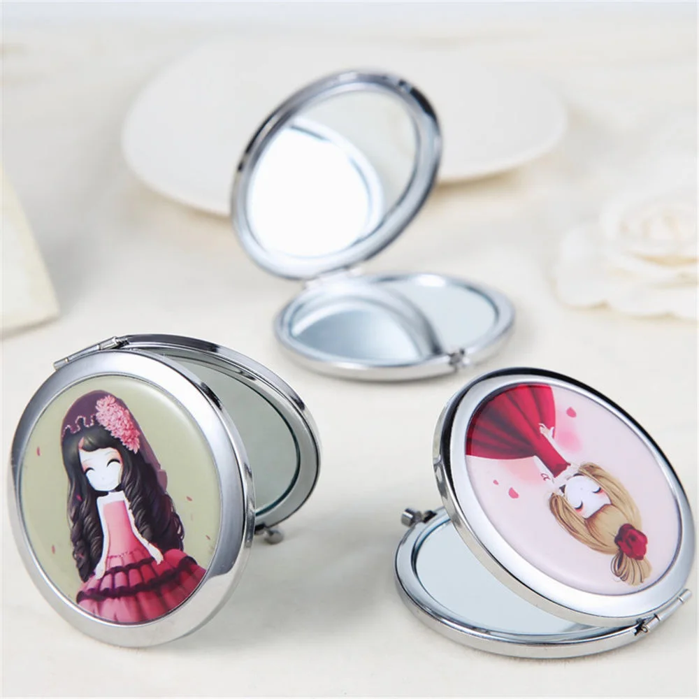 

Fashion Mini Makeup Mirror Dual Sides Foldable Compact Mirrors Pocket Cosmetic Mirror Suitable for Travel Ladies Girls Makeup