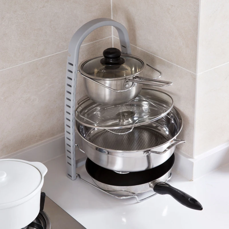  LIYIMENG Organizer Pot Lid Rack Stainless Steel Spoon Holder Pot Lid Shelf Cooking Dish Rack Pan Co