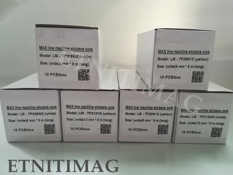Лента этикеток Core LM-TP305W/Y(5 мм 9 мм 12 мм+ белый желтый) Совместимость с Max letatwin для кабельного принтера LM-380E, LM-380A, LM-390A