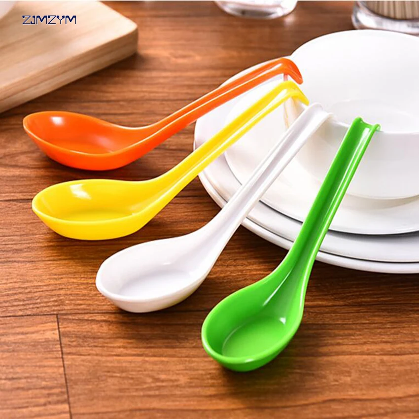 

1pc Curved Hook Soup Spoon Long Handle Lovely Candy Colors Spoons Dinnerware Cooking Tools Kitchen Accessories