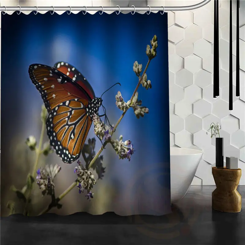 На заказ бабочка занавеска для душа новые фарбические водостойкие занавески для ванной комнаты больше размеров - Цвет: Зеленый