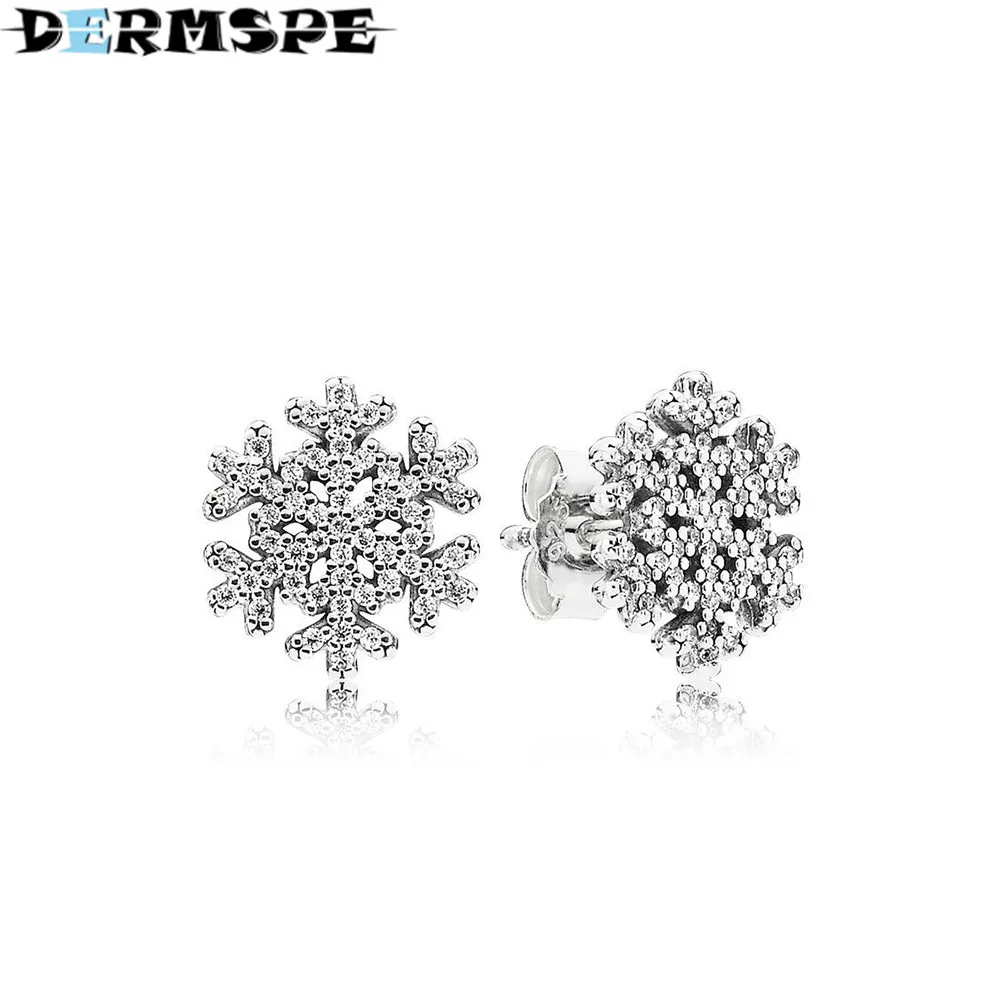DERMSPE 100% Стерлинговое Серебро 290589CZ серьга из снежинки оригинальные женские