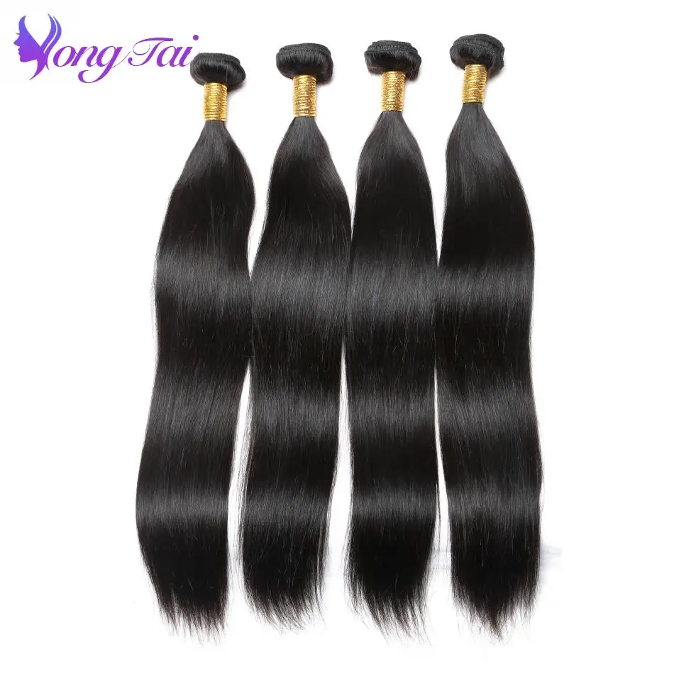 Yuyongtai малазийские прямые волосы человеческие волосы переплетения пучки 10-26 дюймов натуральный черный 4 шт не Реми волосы для наращивания