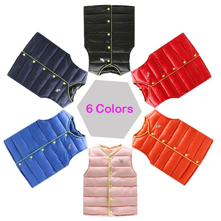 

3T-10T Children's Clothing Parkas Vest Girl Clothes Solid Colors Keep Warm Waistcoat Dog Autumn Winter Parkas Vest For Boy V20