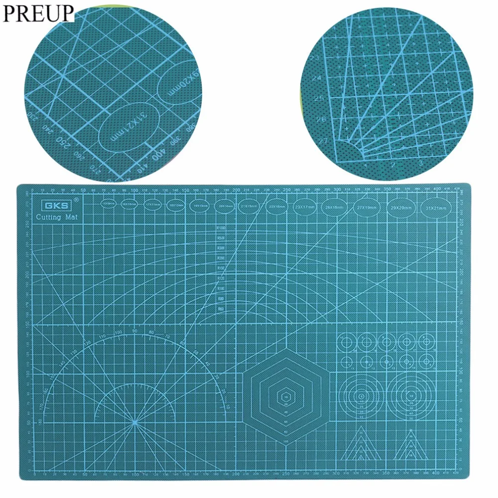 PREUP 30 45CM A3 High Quality Double Side PVC Rectangle Grid Lines Self Healing Cutting Mat