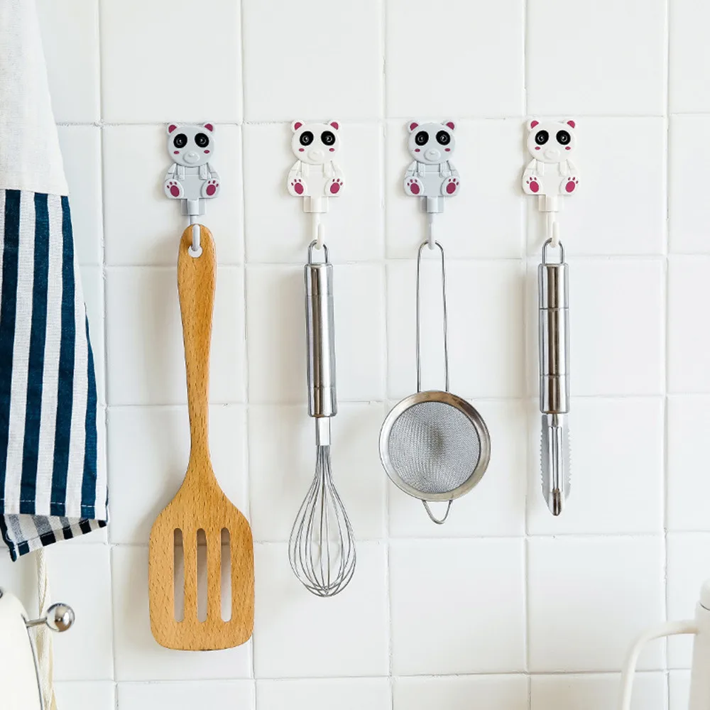 

Hook Panda Pattern Cute Hook Lasting Power Cartoon Bear No Trace Glue Hook Kitchen Door Back Hook Plastic Coat hook Strong #or
