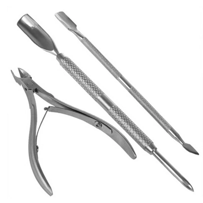 

3pieces/lot Nail Art Manicure Tools Kits Set Stainless Steel Cuticle Spoon Pusher Nippers Trimmer Nail Clipper Cutter