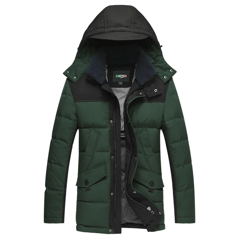 

Men's Winter Duck Down Jacket Thick Warm Down Coat with Hat Detachable Selected Feather Clothing for Men 5632 New