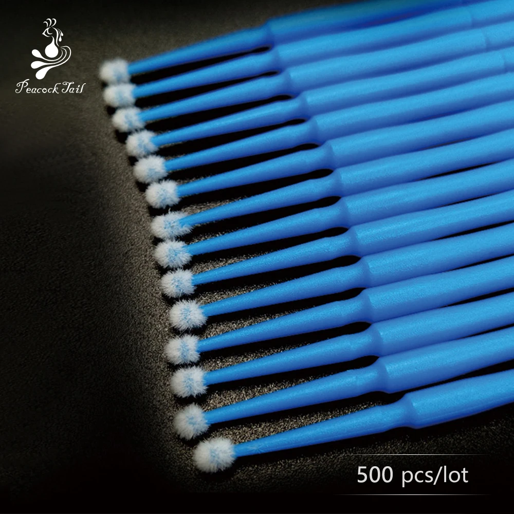 

500pcs/lot Peacock Tail MicroBrush Eyelashes Extension Glue Cleaning Brushes Applicator Sticks Makeup Tools lashes Removing