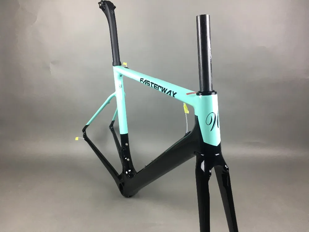 Flash Deal light blue 2019 TAIWAN FASTERWAY classic carbon road frameset UD weaves carbon bike frame:Frameset+Seatpost+Fork+Clamp+Headset 33