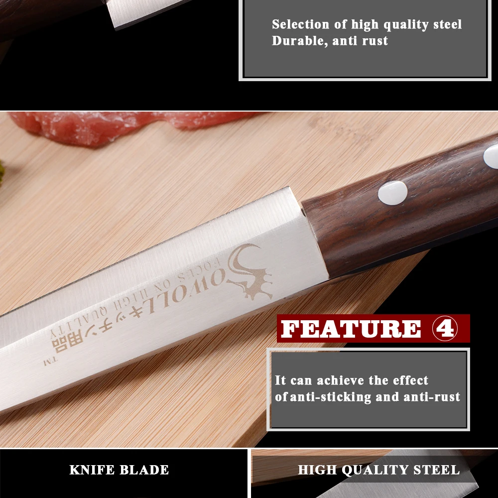 SOWOLL нож из нержавеющей стали, кухонный нож, 8 дюймов, сашими нож, МЕЛКОЕ ФИЛЕ, лососевые ножи, аксессуары для приготовления пищи, Новое поступление