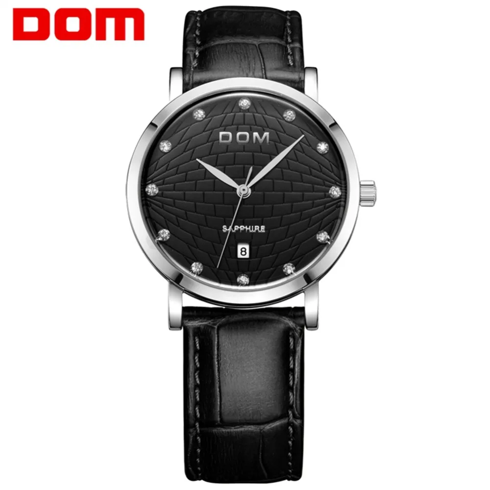 

DOM Mens Watches Top Brand Luxury Auto Date Men Watch Genuine Leather Waterproof Sport Watch Men Male Clock Men Wristwatch M-259