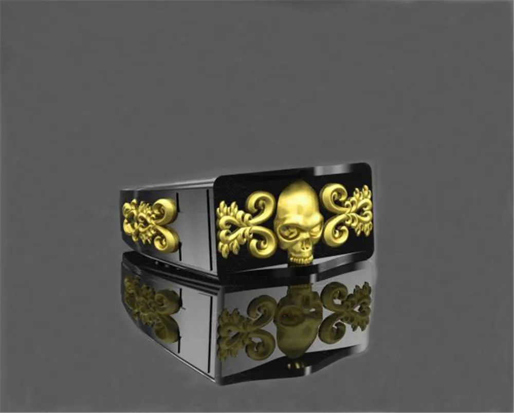 

Obligation Mens Black Gold Secret Compartment Skull Ring