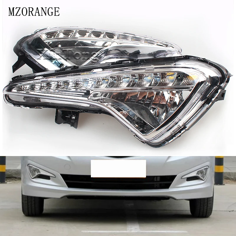 

MZORANGE 2PCs/set For Hyundai Accent VERNA 2014 2015 car styling LED Car DRL Turn Signal Daytime Running Lights drl Day Light