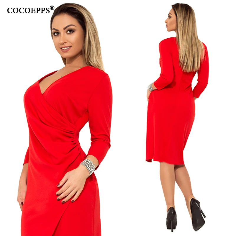 

COCOEPPS Women Summer Dress Big Size V Neck the dresses for women Sexy Party Casual robe femme Plus Size Vestidos Sundress