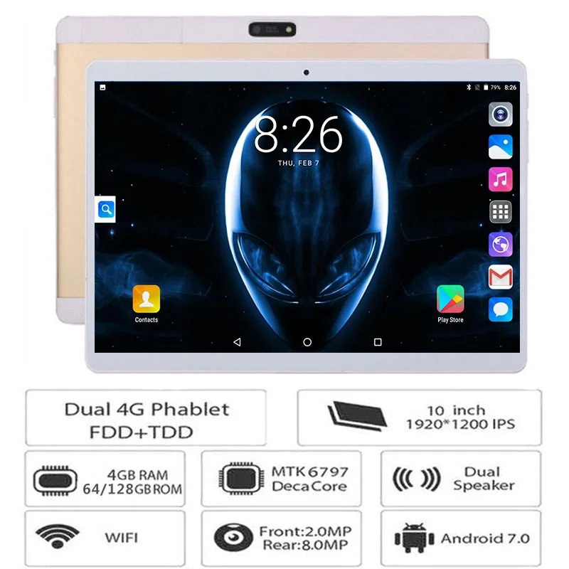 

New Arrival 10 inch tablet Android 7.0 OS 4GB RAM 128GB ROM 10 Cores Deca Core 1920*1200 IPS HD Screen GPS Tablets 10.1 Gifts