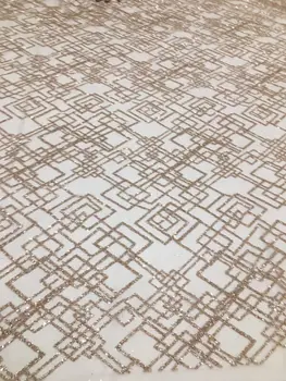 

Unique lace fabric with glued glitter rose gold african tulle net lace fabric