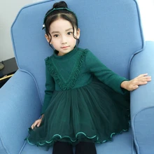 6721M Dress Cotton Birthday Casual Solid Baby Girl Clothes Draped Princes Ball Gown free shipping Full Sleeve Baby Dress