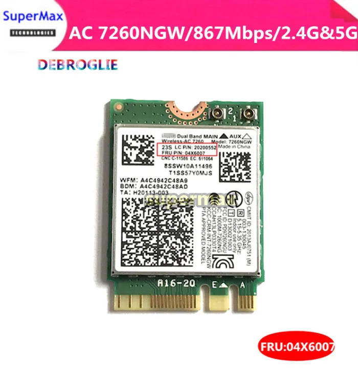 Двухдиапазонная беспроводная Wi-Fi карта Lenovo/Thinkpad для Intel AC7260 7260NGW ac Mini PCI-E 2 4G/5 ГГц Wlan