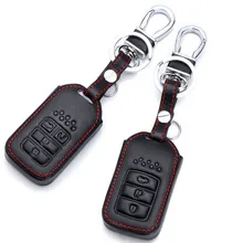 Peacekey Genuine Leather Car Key Case Fob Holder cover For Honda Civic 2017 Cr-v Crad V Accord Pilot Shell Protector 4 Button