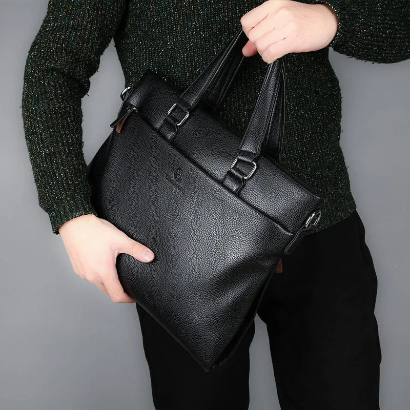 

2019 New Men's Business Fashionable Soft Split Leather Cross Border Handbag Single Shoulder Skew Across Computer Bag