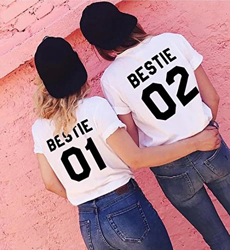 Bestie 01 02 одинаковая лучшая рубашка для друзей с графическим принтом Футболка