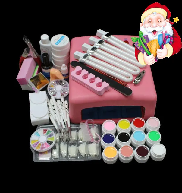 

BTT-93 Hot Sale Pro 36W UV GEL Pink Lamp & 12 Color UV Gel Nail Art Tool Kits Sets