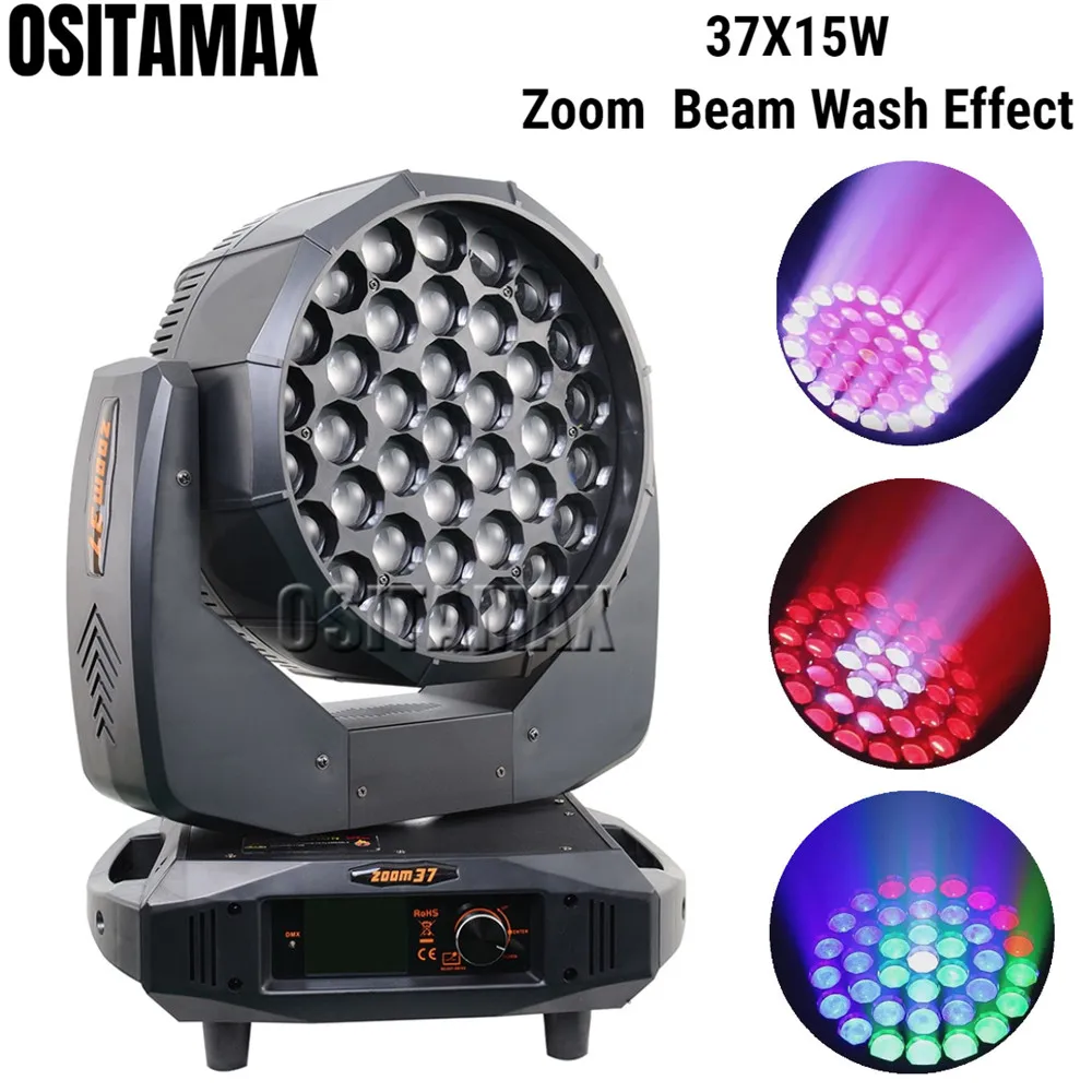 Светодиодный светильник Lyre Moving Beam Disco 37x15w RGBW 4 в 1 вращающийся сценический с