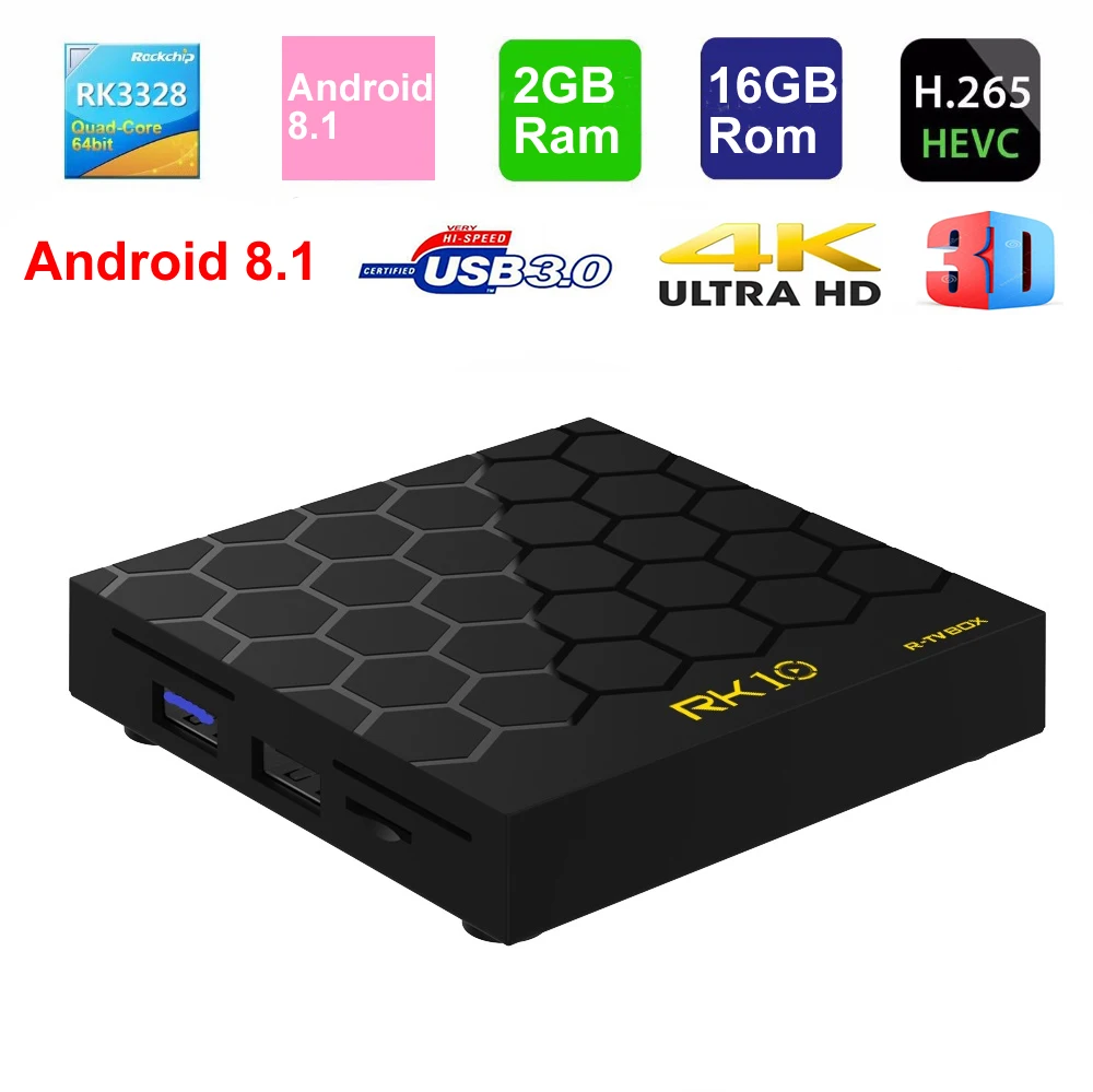 

RK10 Smart TV Box Android 8.1 RK3328 Quad core 2GB RAM 16GB ROM USB3.0 WIFI 3D 4K HDR10 Media Player TV Sep Top Box PK X96 MINI