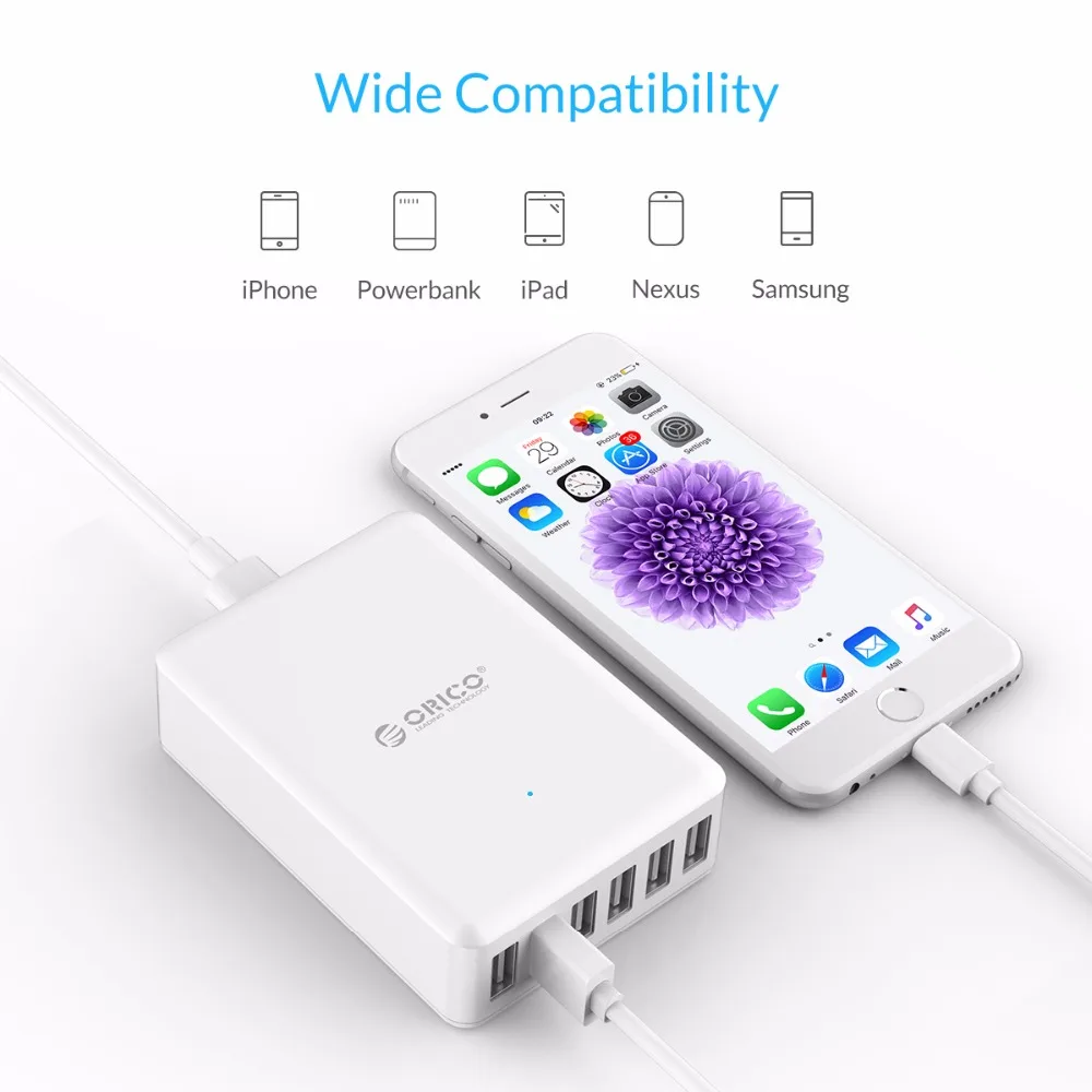 ORICO Universal USB Ladegerät 6 Port Smart Ladegerät 5V2. 4A Max Ausgang 50W Handy Desktop Ladegerä
