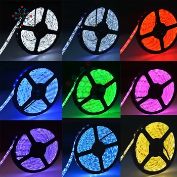 

5M / Roll led strip Waterproof 12V SMD5050 outdoor LED tape non waterproof stripe monochrome led tape DC12V led strip + adapter