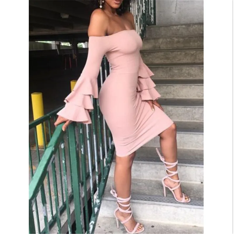 off the shoulder ruffle sleeve dress