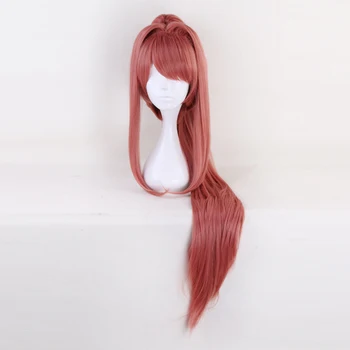 

Game Doki Doki Literature Club Monika Long Straight Wig Cosplay Heat Resistant Synthetic Hair Party Wigs Styled + Wig Cap