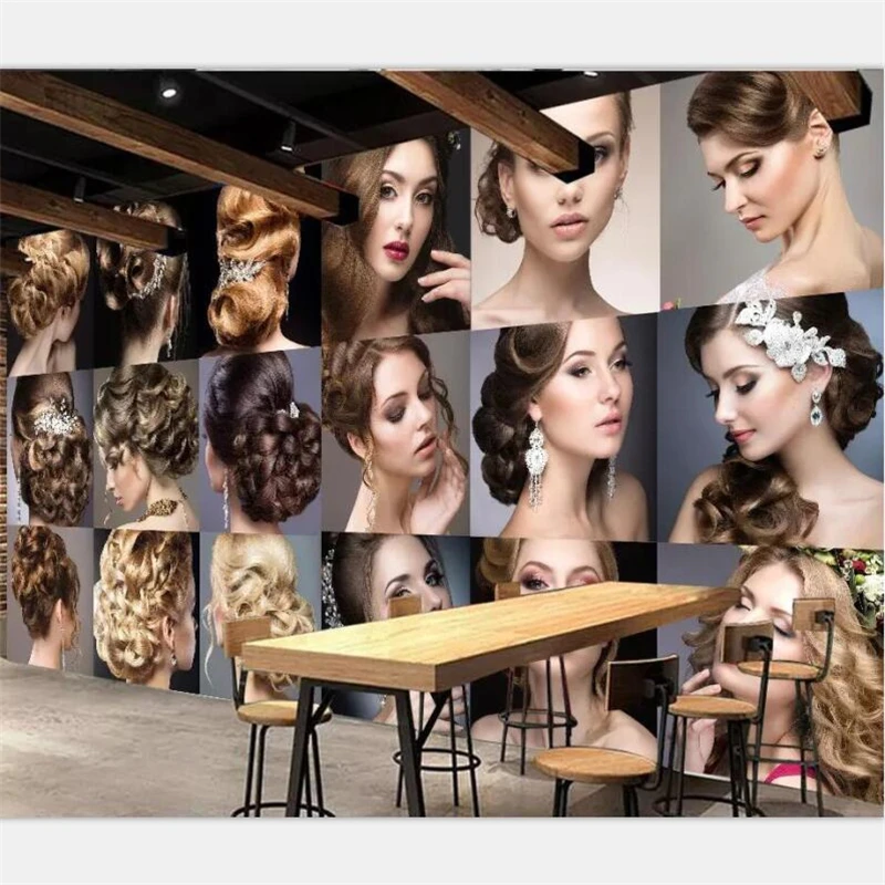 

beibehang Wallpaper custom beauty salon HD mural personality fashion tooling barber shop decorative painting Papel de parede