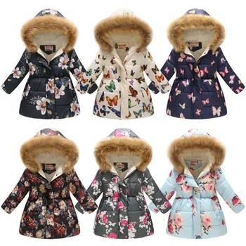 

2020 Butterfly Baby Girls Down Jacket Fleece Children Outwear Girl Hoodies Long Coats Clothes Outfit Fashion Kids Overcoat Cloak