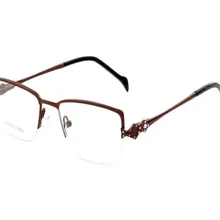 MONGOTEN Ретро Женские сплав полуобода Роскошные Алмазные прогрессивные мульти-фокусные линзы очки для дальнозоркости дальнозоркость для чтения очки