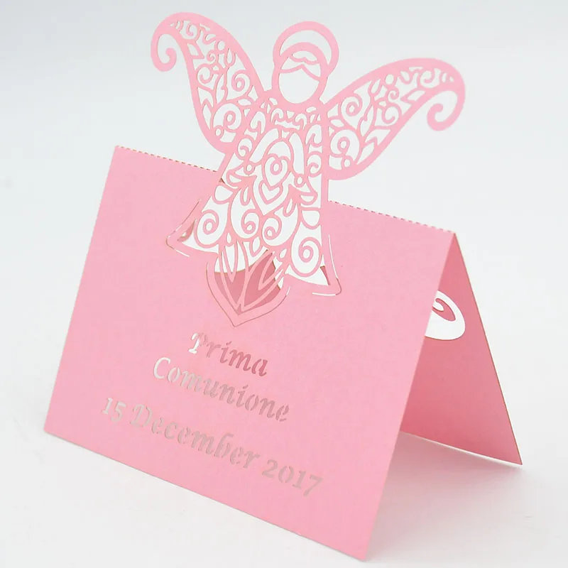 

Party items laser cut angel custom First Communion elegant place cards for table decoration
