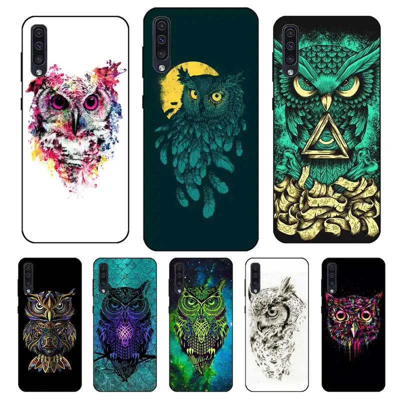 P158 сова черный силиконовый чехол для samsung Galaxy A6 A7 A8 A9 A10 A30 A40 A50 A60 A70 A80 A90 5G A20E плюс |