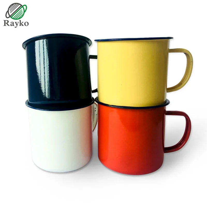 Retro Enamel Tea Cup Print Coating Enamel Cup Outdoor Home Vintage