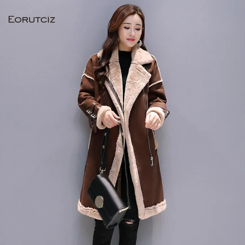 veste longue daim femme