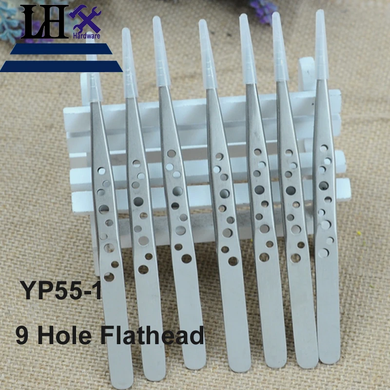 

LHX PBYP55-1 9 Hole Safe Anti-static Stainless Steel Tweezers Repairing Maintenance Tools Part Clamp