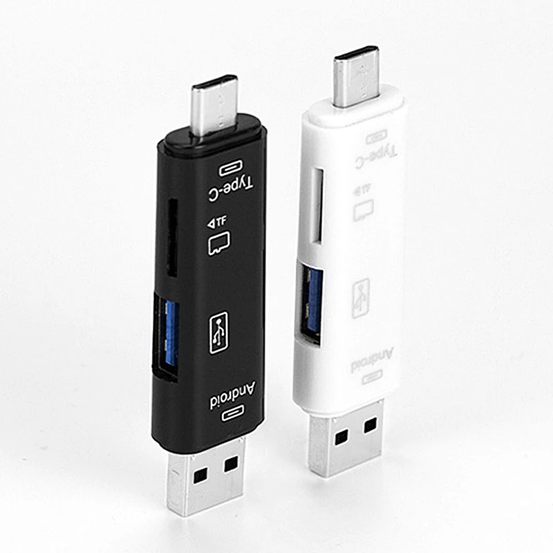 3 в 1 type-C кард-ридер Micro usb type-C флэш-накопитель адаптер разъем Высокоскоростной TF кард-ридер белый черный