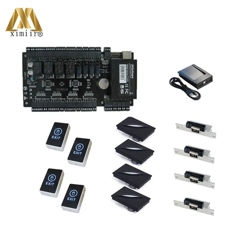 

Biometric four doors access control board RFID card smart card control panel C3-400 with card reader switch lock card register